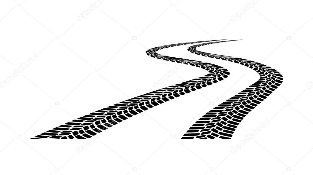 Car tread silhouette on a white background