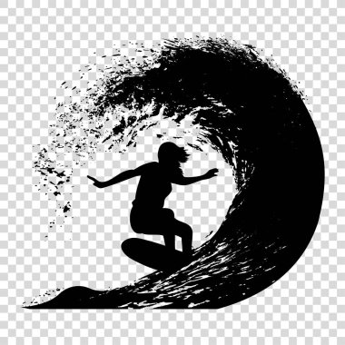 Dalga vektör illüstrasyonunda sörfçü