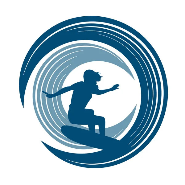 Surfer Wave Vector Illustration — Stock Vector