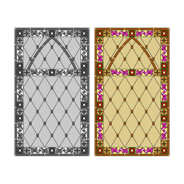 Gothic Windows Vintage Frames Church Stained Glass Windows — Stock Vector