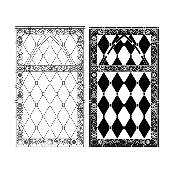 Gothic Windows Vintage Frames Church Stained Glass Windows — Stock Vector