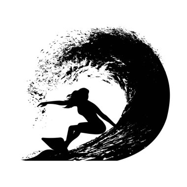 Dalga vektör illüstrasyonunda sörfçü