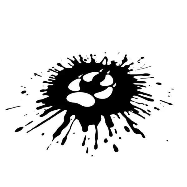 Predator Paw Print Splashes Paint — Stock Vector