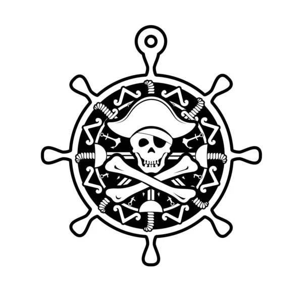 Vecchia Illustrazione Vettoriale Medaglione Pirata — Vettoriale Stock