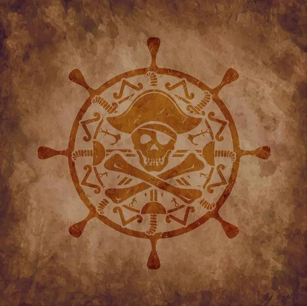 Oude Piraat Symbool Grunge Stijl — Stockvector