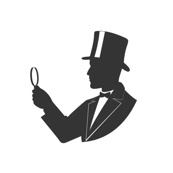 Detective Met Vergrootglas Vector Illustratie — Stockvector