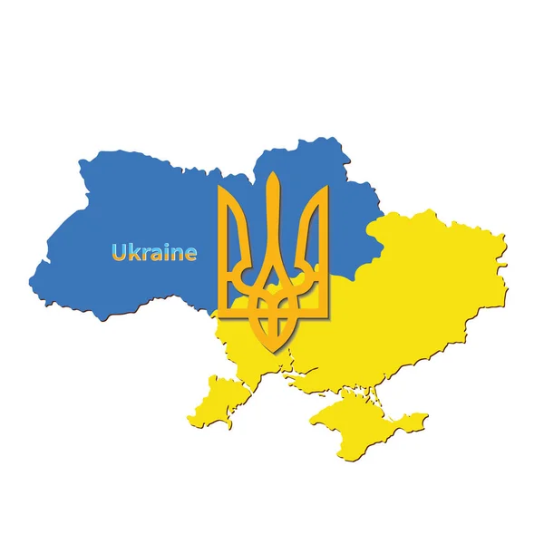 Carte Ukraine Couleur Drapeau National — Image vectorielle