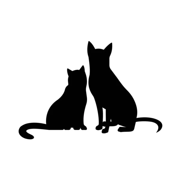 Katze Und Hund Silhouetten Vektor Illustration — Stockvektor