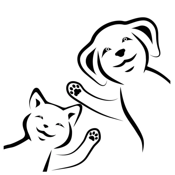 Funny Cat Dog Vector Illustration — Stock Vector
