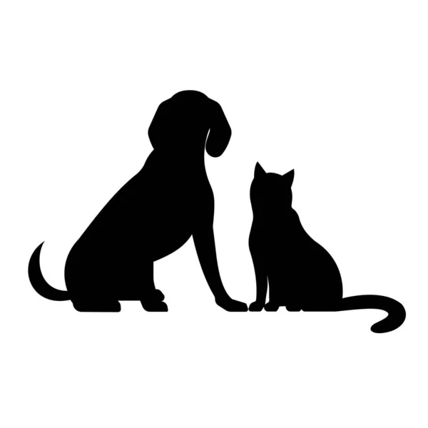 Katt Och Hund Silhuetter Vektor Illustration — Stock vektor