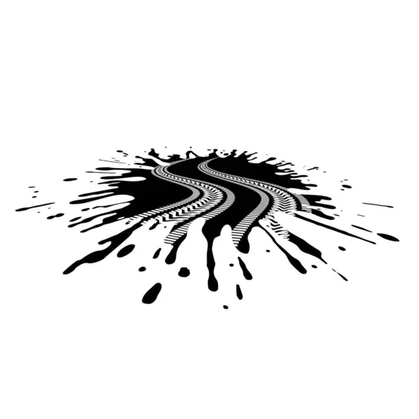 Imprint Car Wheels Puddle Mud — Image vectorielle