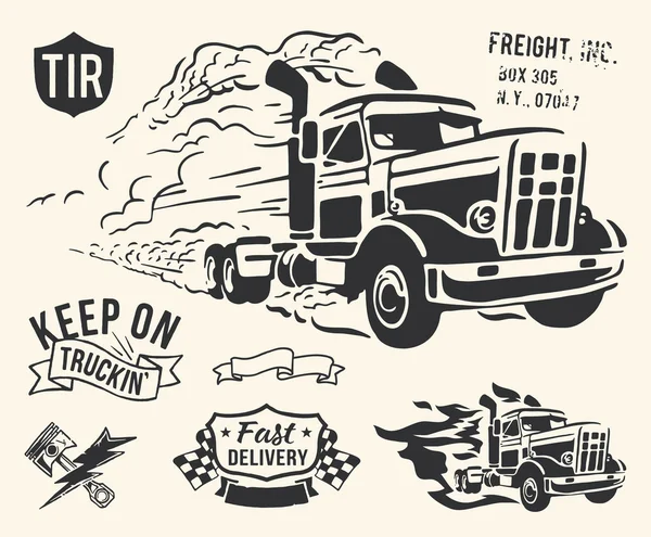 Tema de entrega de camiones Vintage — Archivo Imágenes Vectoriales
