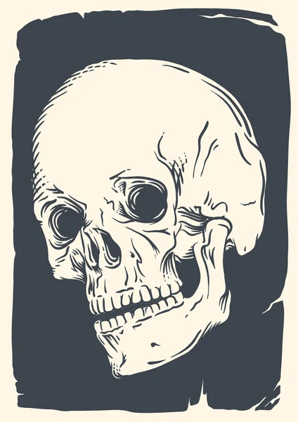 Ilustración aislada del cráneo sobre papel roto vintage — Archivo Imágenes Vectoriales