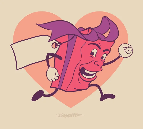 Karakter kartun kotak hadiah valentine terisolasi - Stok Vektor