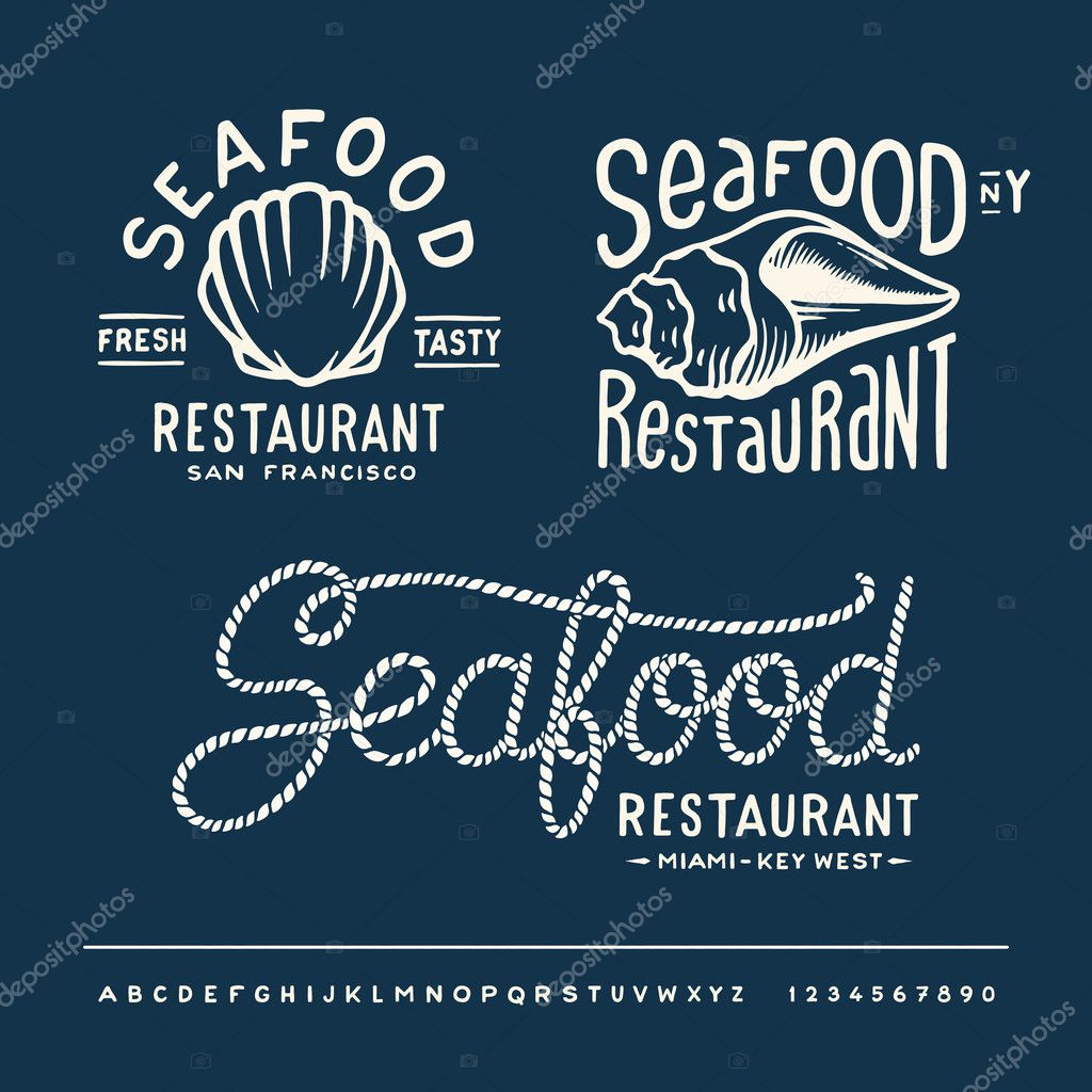 Vintage seafood restaurant layout New York, San Francisco, Miami Key West