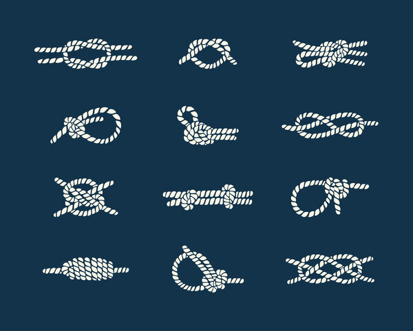 Nautical rope knots set