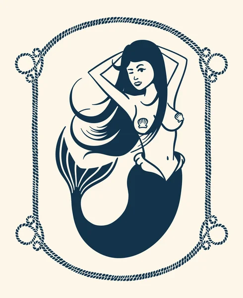 Winking sirena illustrazione — Vettoriale Stock