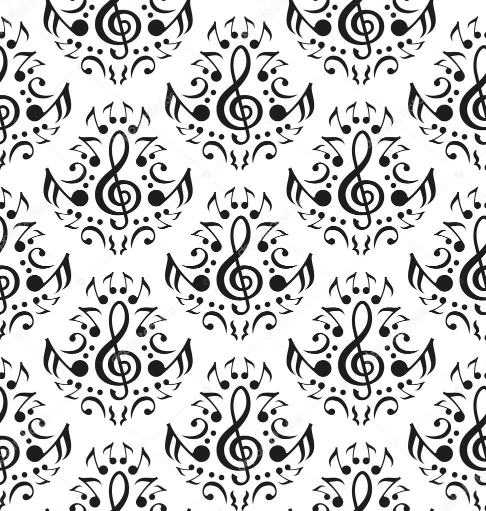 Musical notes seamless pattern