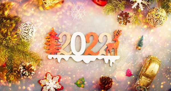 Feliz Cartão Natal Tema Férias Inverno Feliz Ano Novo Espaço — Fotografia de Stock
