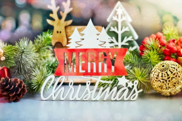 新年の休日の概念は トップビュー コピースペースとして グリーティングカードテンプレートクリスマス飾り — ストック写真