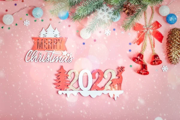 Feliz Cartão Natal Tema Férias Inverno Feliz Ano Novo Espaço — Fotografia de Stock
