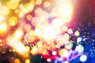 Soyut ışık kutlaması. Noel 'in ışıltılı parlak ışıkları, parlak noel soyut saçmalıkları.