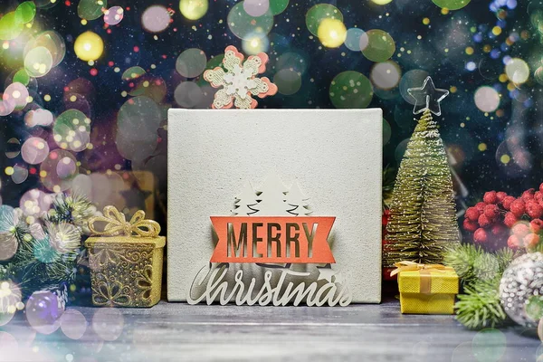 Background Copy Space Mockup Merry Christmas Happy New Year — Stock Photo, Image