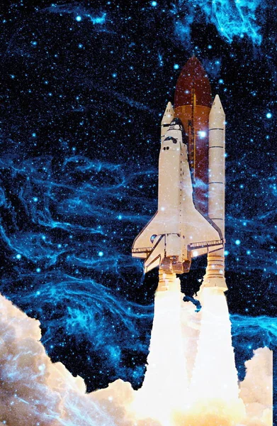 Pojem Obchodní Produkt Trhu Vesmírná Loď Vzlétla Hvězdné Obloze Raketová — Stock fotografie
