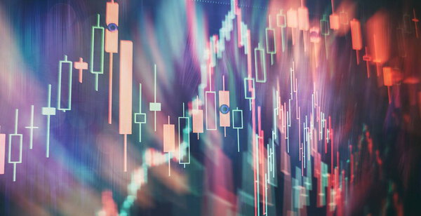 data on a monitor which including of Market Analyze. Bar graphs, Diagrams, financial figures. Forex chart.