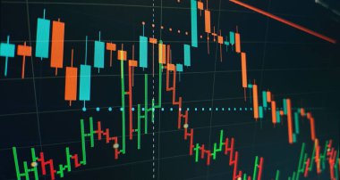 Dijital ekranın eski grafik şeması. Sürdürülebilir portföy yönetimi, risk çeşitlendirme kavramına sahip uzun vadeli zenginlik yönetimi.