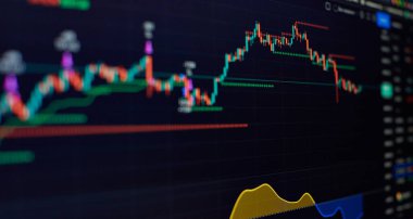 Telif uzayı ile gelecekteki konseptte borsa veya önx ticaret grafiği