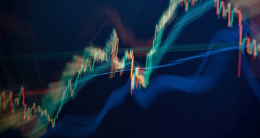 Soyut parlayan ön x grafik arayüz duvar kağıdı. Yatırım, ticaret, hisse senedi, finans ve analiz kavramı.
