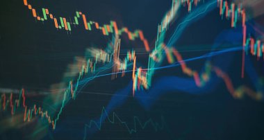 Soyut parlayan ön x grafik arayüz duvar kağıdı. Yatırım, ticaret, hisse senedi, finans ve analiz kavramı.
