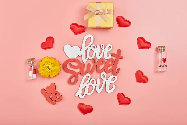 Word Valentine Day Love Wooden Blocks Theme Love Loving Positive — Fotografia de Stock