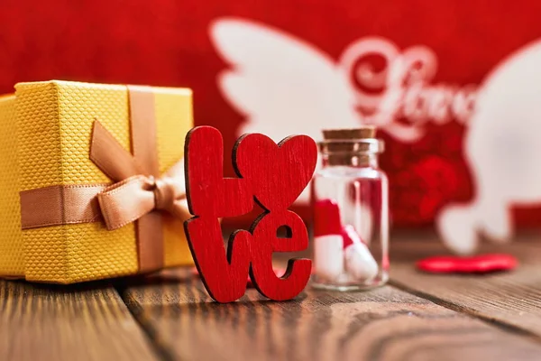 Concept Valentine Anniversary Mother Day Birthday Greeting Copyspace Topview Love — Fotografia de Stock