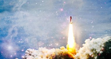 Uzay mekiği fırlatma yıldızı arkaplanı. Uzay gemisi bilim kurgu unsuru. Bu görüntünün elementleri NASA tarafından desteklenmektedir