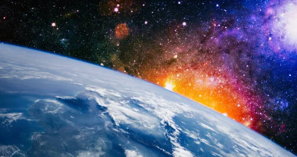 Fantasy Összetétele Föld Bolygó Természetes Műhold Csillagok Egy Üstökös Kép — Stock Fotó
