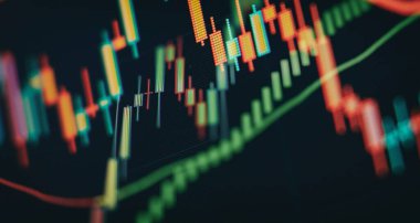 Pazar Analizi. Grafikler, diyagramlar, finansal rakamlar. Soyut parlayan ön x grafik arayüz duvar kağıdı. Yatırım, ticaret, hisse, finans