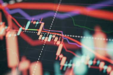 İş grafiği ve hisse senedi finansal göstergesi. Borsa analizi kavramı.