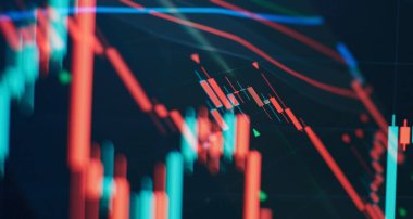 İş grafiği ve hisse senedi finansal göstergesi. Borsa analizi kavramı.