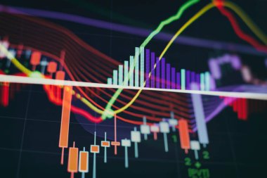 Dijital ekranda borsa iş grafik grafiği. Forex piyasası, Altın piyasası ve Ham petrol piyasası .