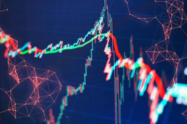 Dijital ekranda borsa iş grafik grafiği. Forex piyasası, Altın piyasası ve Ham petrol piyasası .