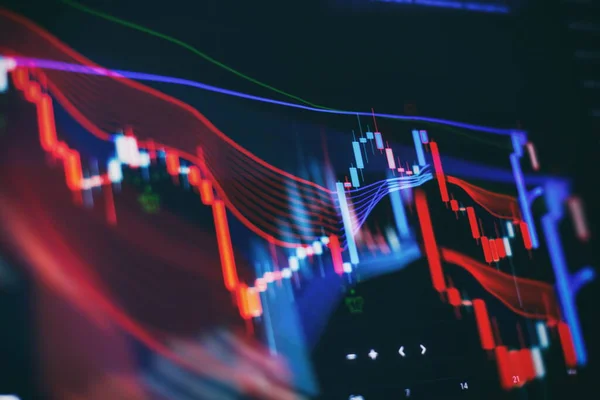 Digitale Grafiek Interface Donkerblauwe Achtergrond Begrip Beurs Financieel Succes — Stockfoto