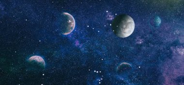 Evren kavramı arka planda. Evren 'deki sonsuz yıldız alanının bir parçası. Bu görüntünün elementleri NASA tarafından desteklenmektedir