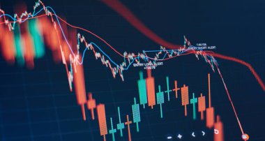 Borsada iş ve finans kavramları için diyagramları olan ekonomik grafik