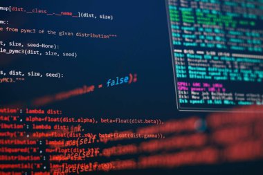 Bilgi işlem. Python kod bilgisayar ekranı. Mobil uygulama tasarımı kavramı.