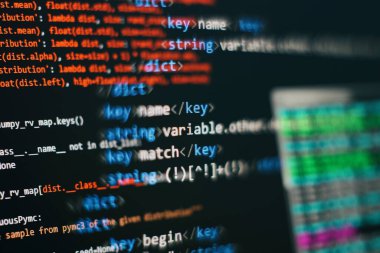 Yazılım geliştiricisinin kod ekranı programlanıyor. Yazılım Programlama Çalışma Süresi.