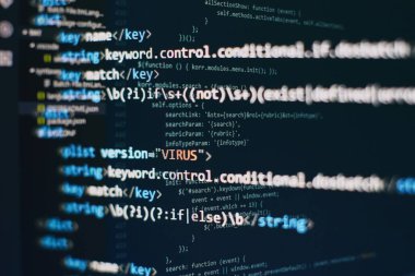 Yazılım geliştirici programlama kodu. Soyut bilgisayar kodları. Yazılım geliştiricisinin kod ekranı programlanıyor.