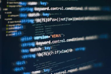 Yazılım geliştirici programlama kodu. Soyut bilgisayar kodları. Yazılım geliştiricisinin kod ekranı programlanıyor.