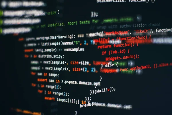 Bilgi işlem. Python kod bilgisayar ekranı. Mobil uygulama tasarımı kavramı.
